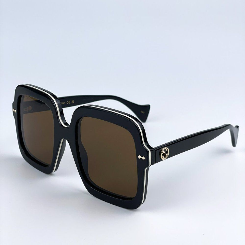NEW Gucci GG1241S 001 Black Brown Oversized Square Women Sunglasses - Picture 9 of 13